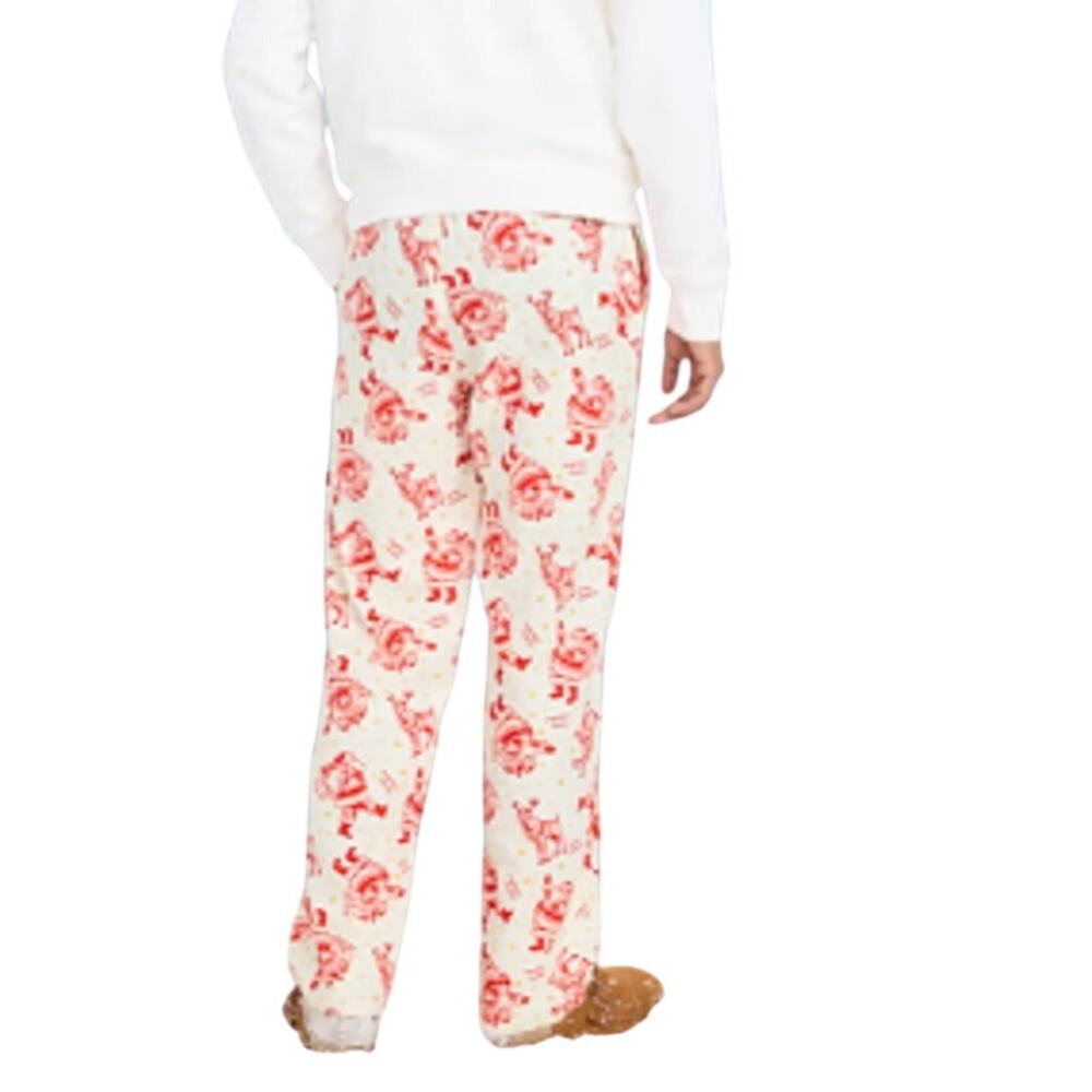 Old Navy Flannel Pajama Pants Santa Reindeer Cream Red Men Small
